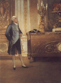 Georges Croegaert : A Gentleman Wainting In An Interior